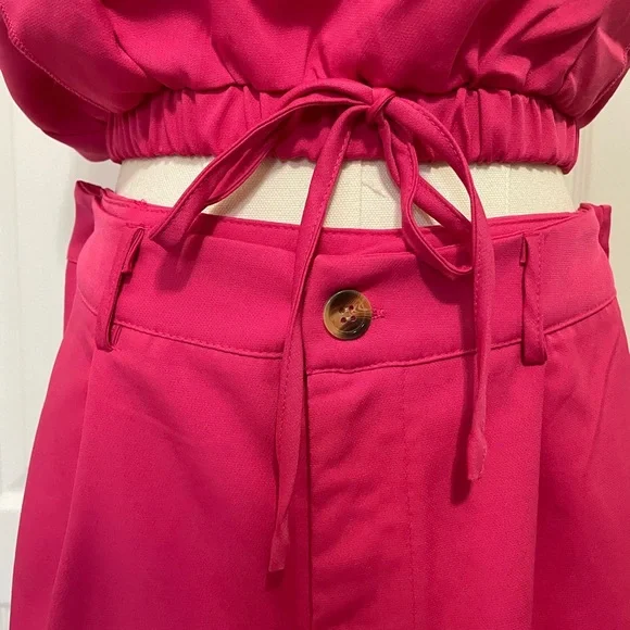 2PC Hot Pink Crop shirt and Jogger pants - Picture 4 of 14